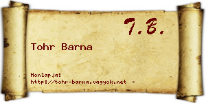Tohr Barna névjegykártya